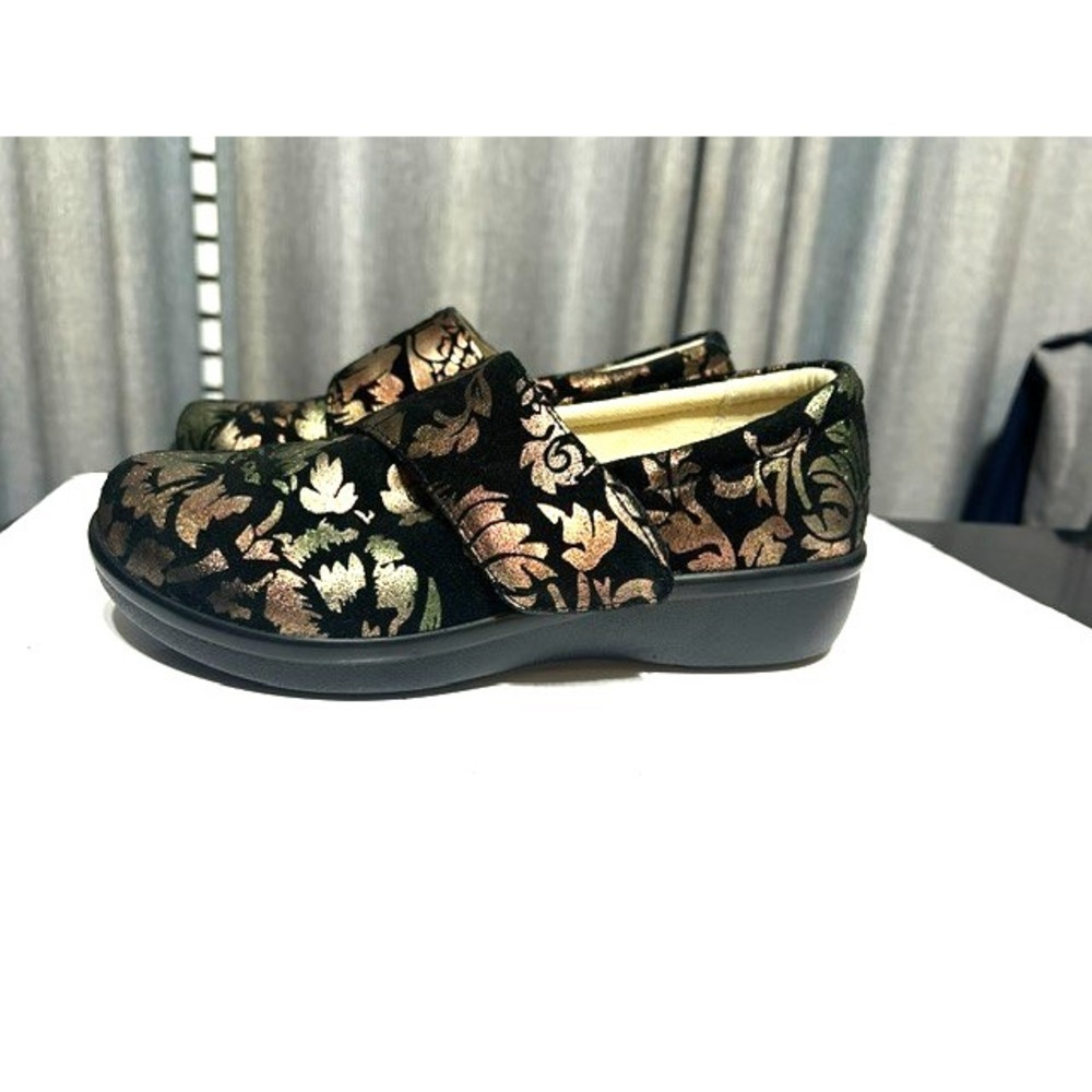 Alegria Lauryn Black Metallic Bronze Floral Comfort Nurse Preppy Clogs Women 6